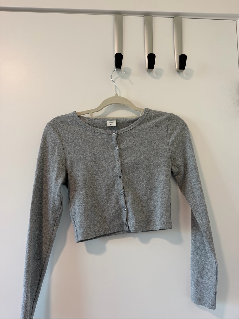 Sunday Best Gray Cropped Button-Front Cardigan